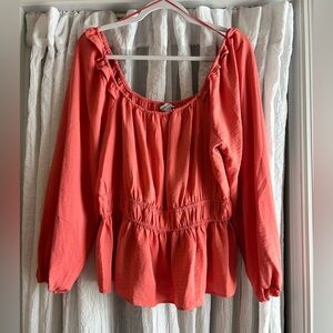 Nine West Coral Off-Shoulder Peasant Blouse
